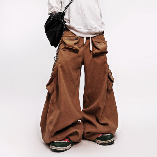 UUCSCC Curved Multi-Pocket Wide-Leg Cargo Pants