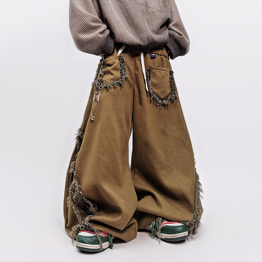 UUCSCC Leopard Spliced Wide-Leg Pants