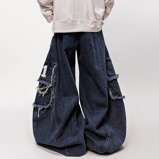 UUCSCC Retro Wide-Leg Straight Cargo Jeans
