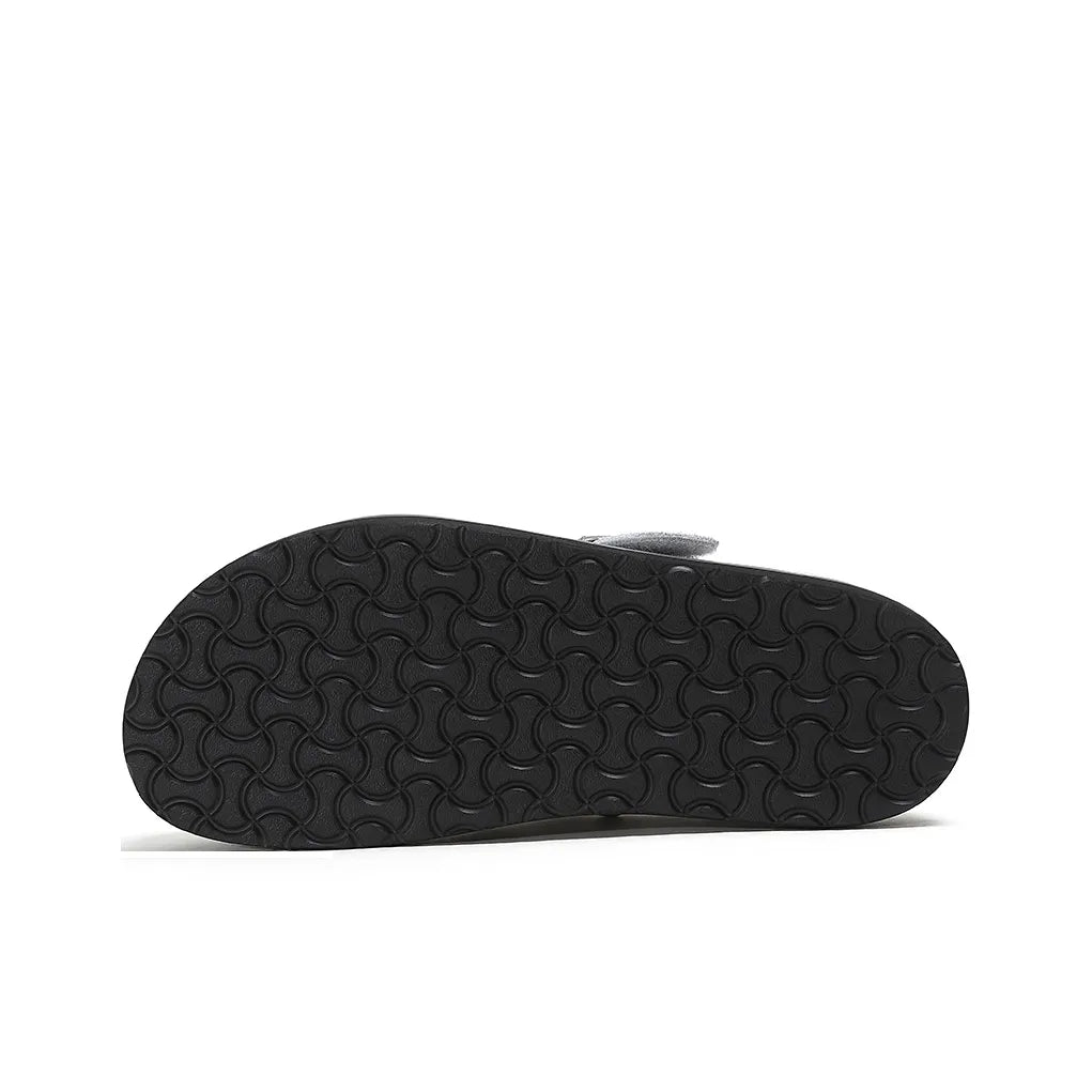 Solar-Buckle Suede Comfort Slides