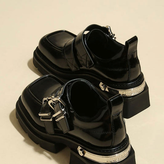 High-length boot-cut black design shoes HL3135