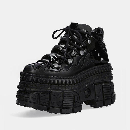 High Road Simple Black Platform Sneakers HL3111