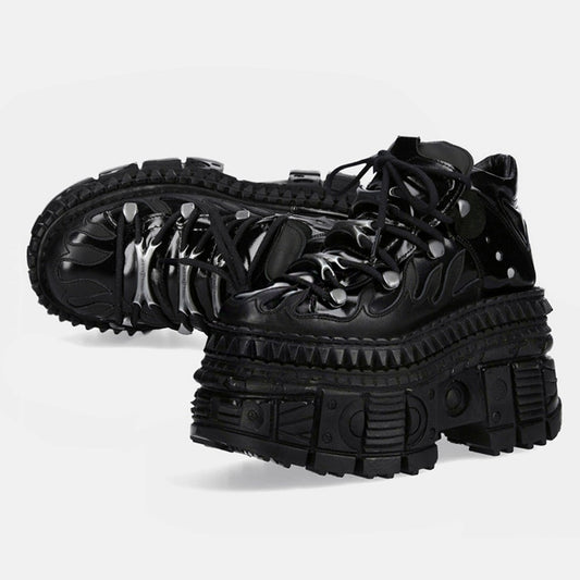High Road Simple Black Platform Sneakers HL3111