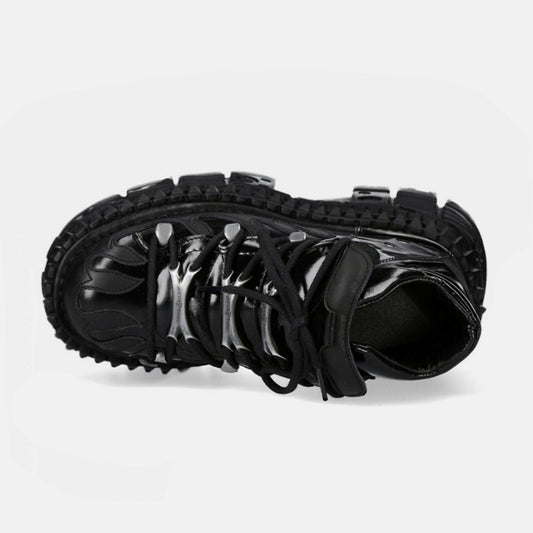 High Road Simple Black Platform Sneakers HL3111