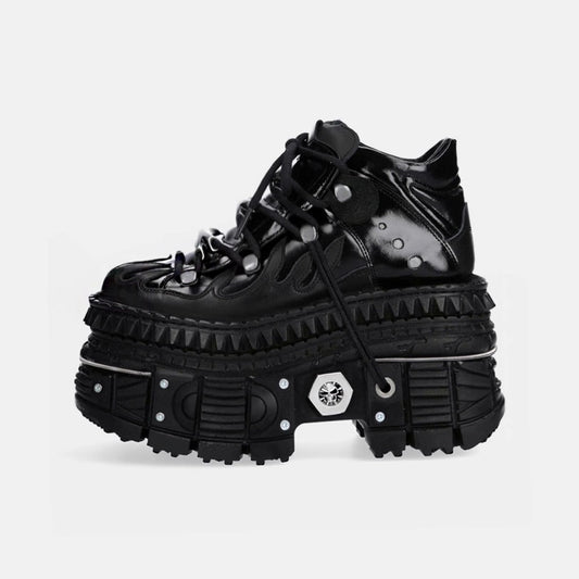 High Road Simple Black Platform Sneakers HL3111