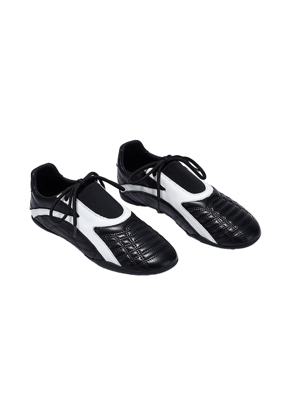 Black Quilted-Panel Flat-Sole Sneakers