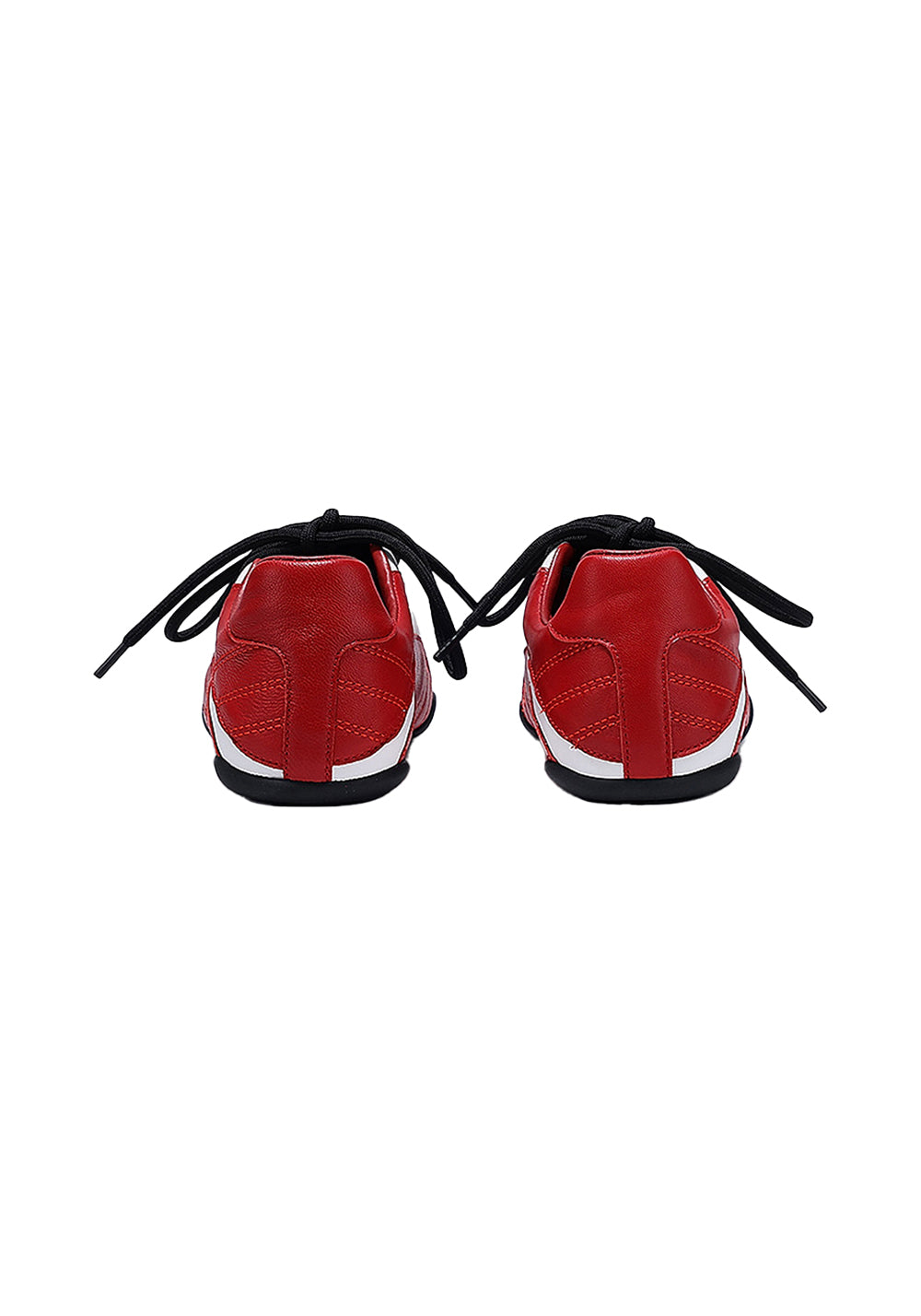Red Quilted-Panel Flat-Sole Sneakers