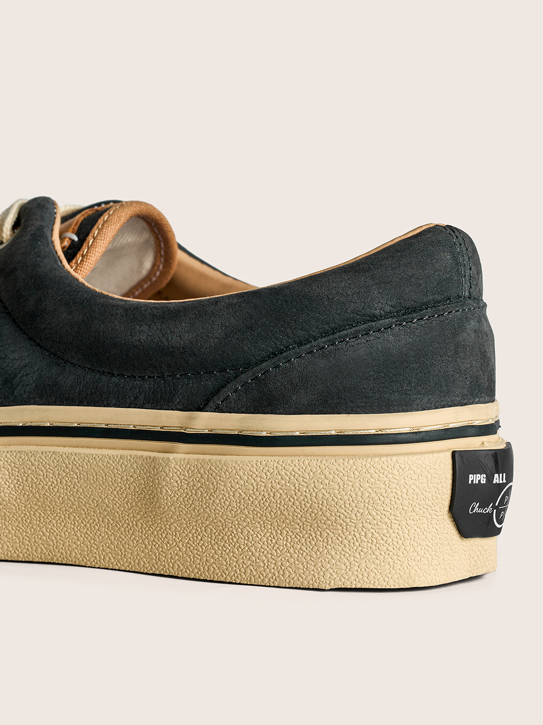 Black Distressed Leather Canvas Low-Top Sneakers