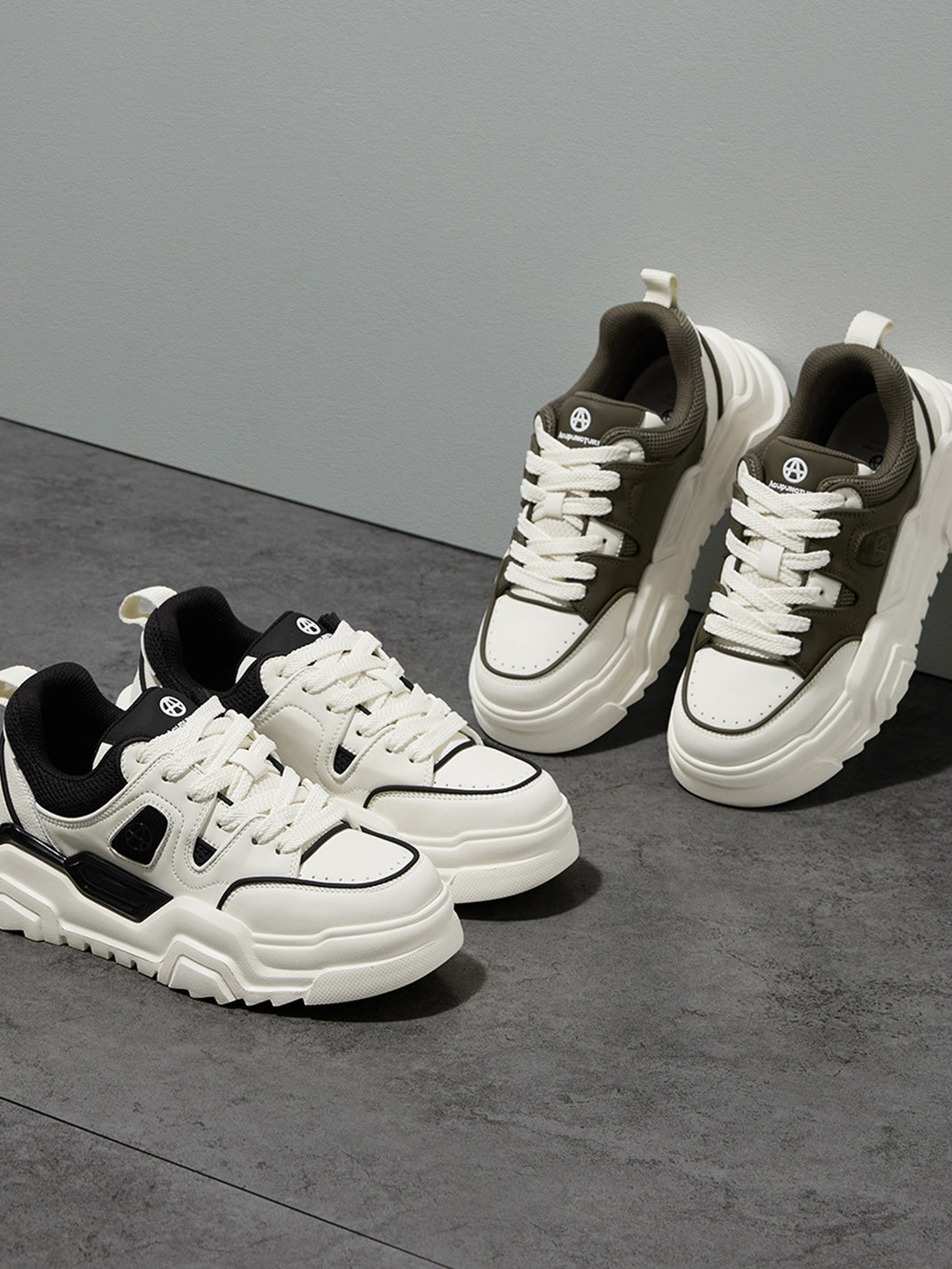 Black White Cutout Platform Sneakers