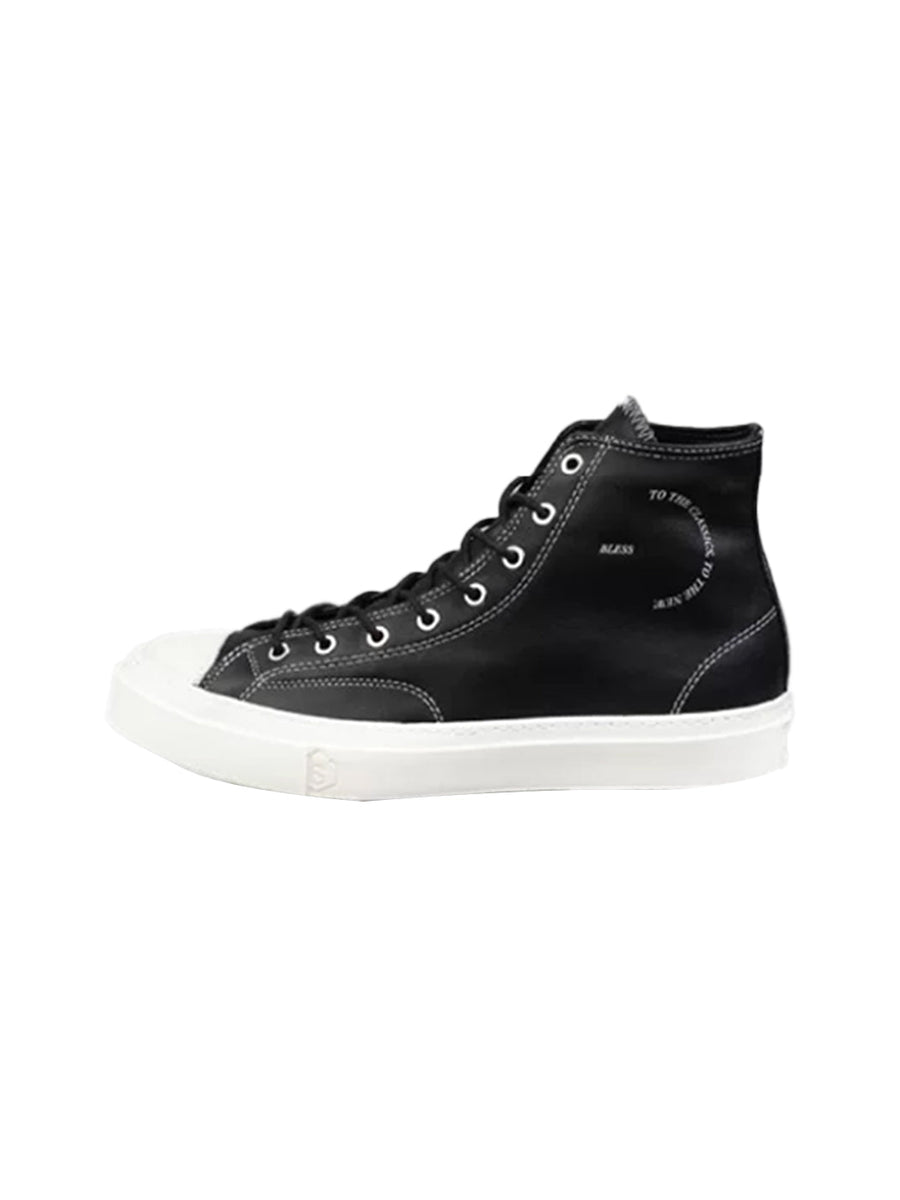 Black Contrast-Stitch Platform High-Top Sneakers