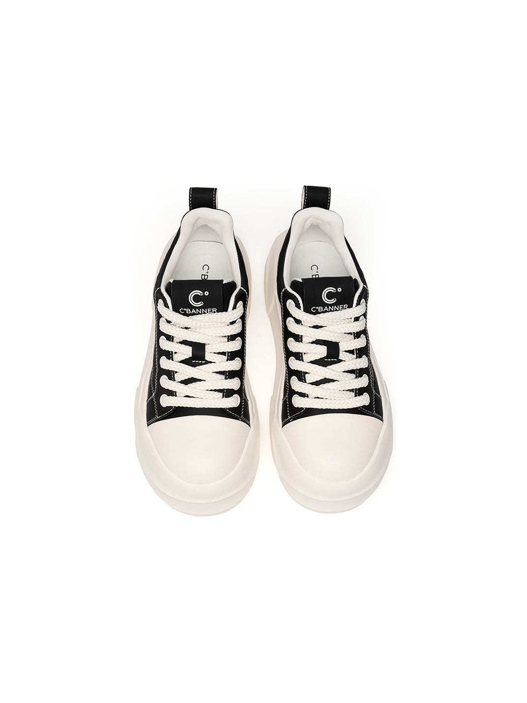 Black Geometric-Sole Platform Sneakers