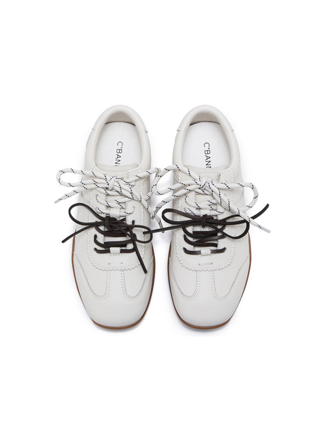 Ivory Double-Lace Gum-Sole Retro Trainers