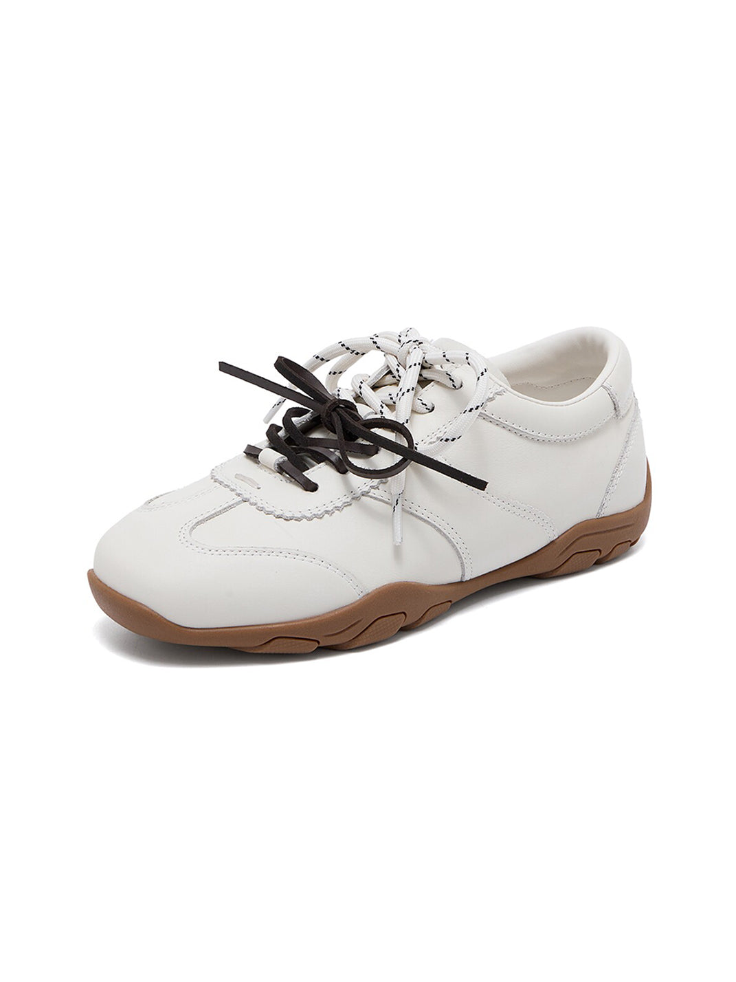 Ivory Double-Lace Gum-Sole Retro Trainers