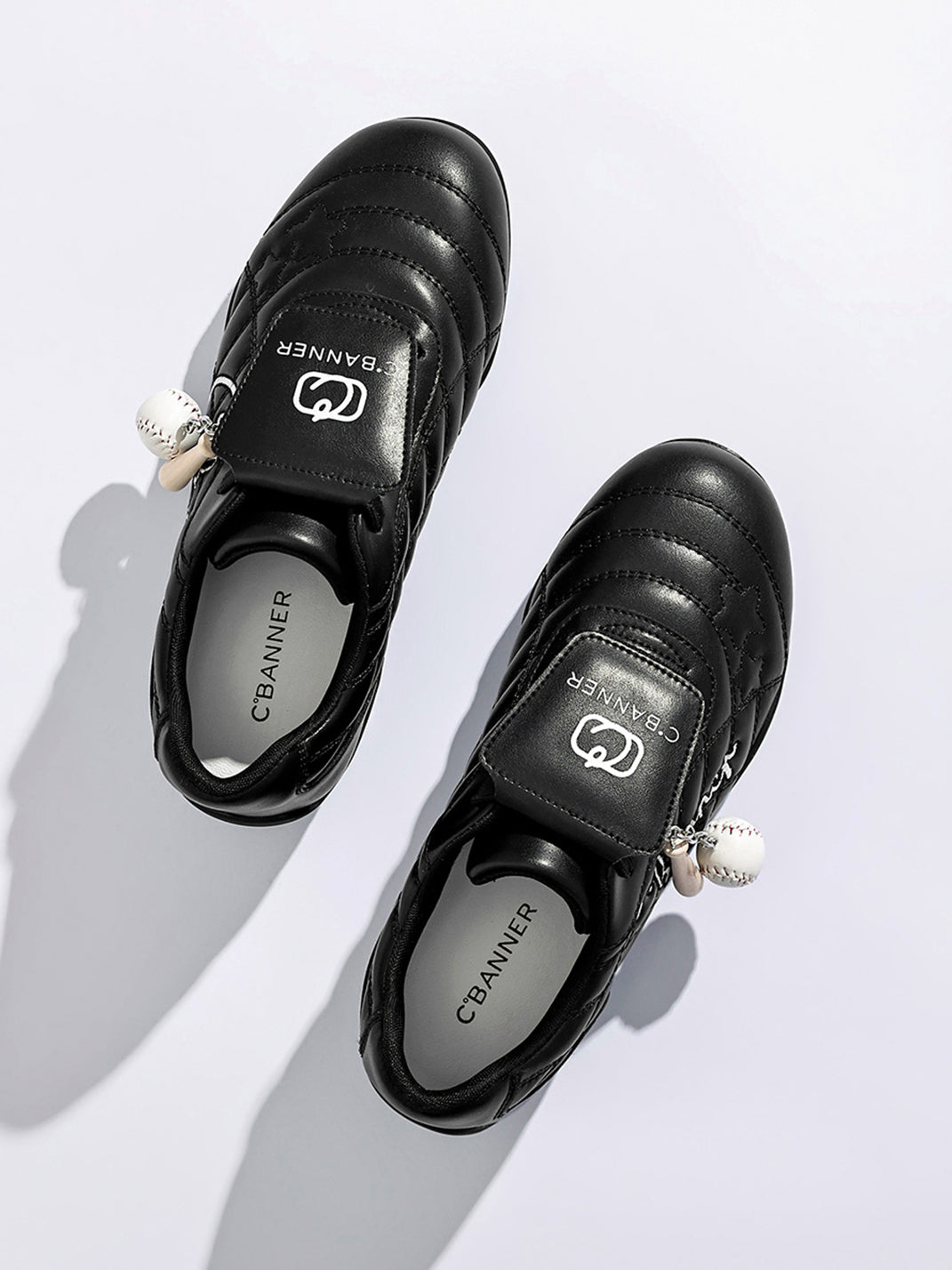 Black Patent Foldover-Tongue Retro Sneakers