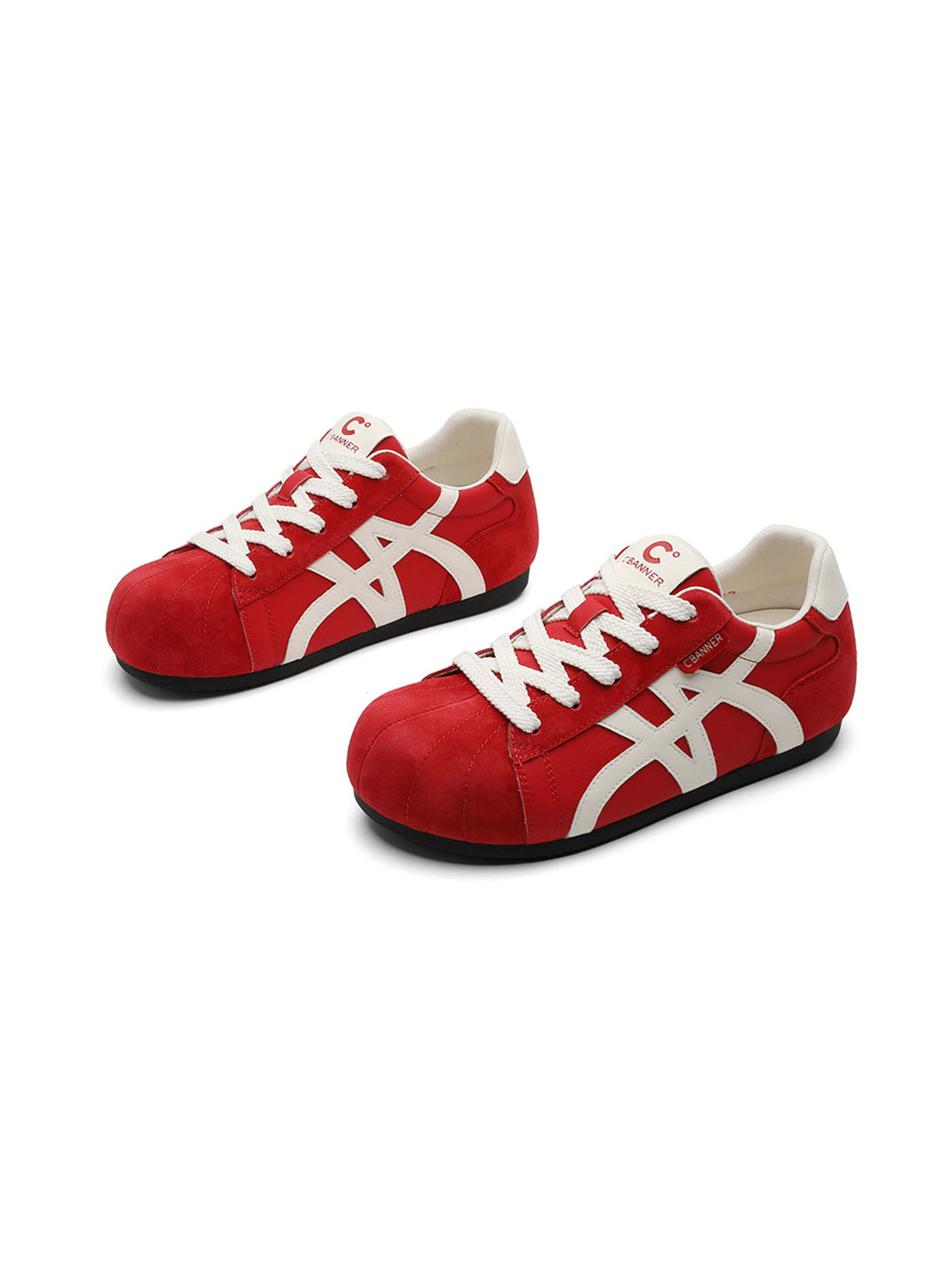 Leopard-Panel Gum-Sole Retro Trainers