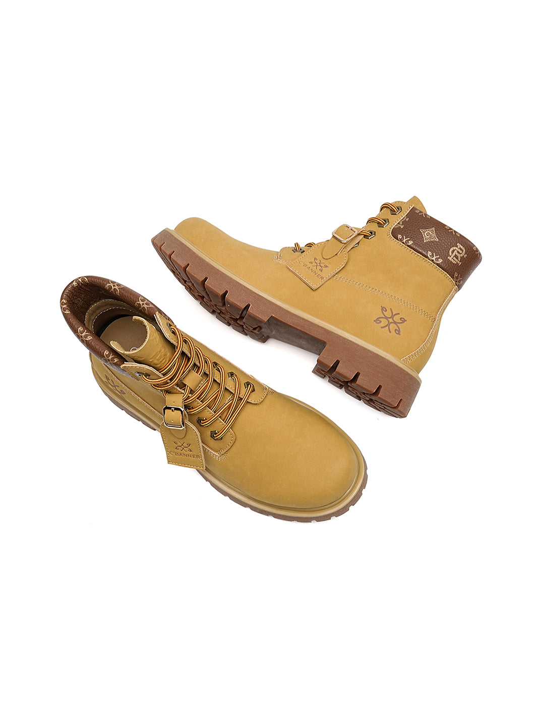Wheat Contrast-Stitch Lug-Sole Work Boots