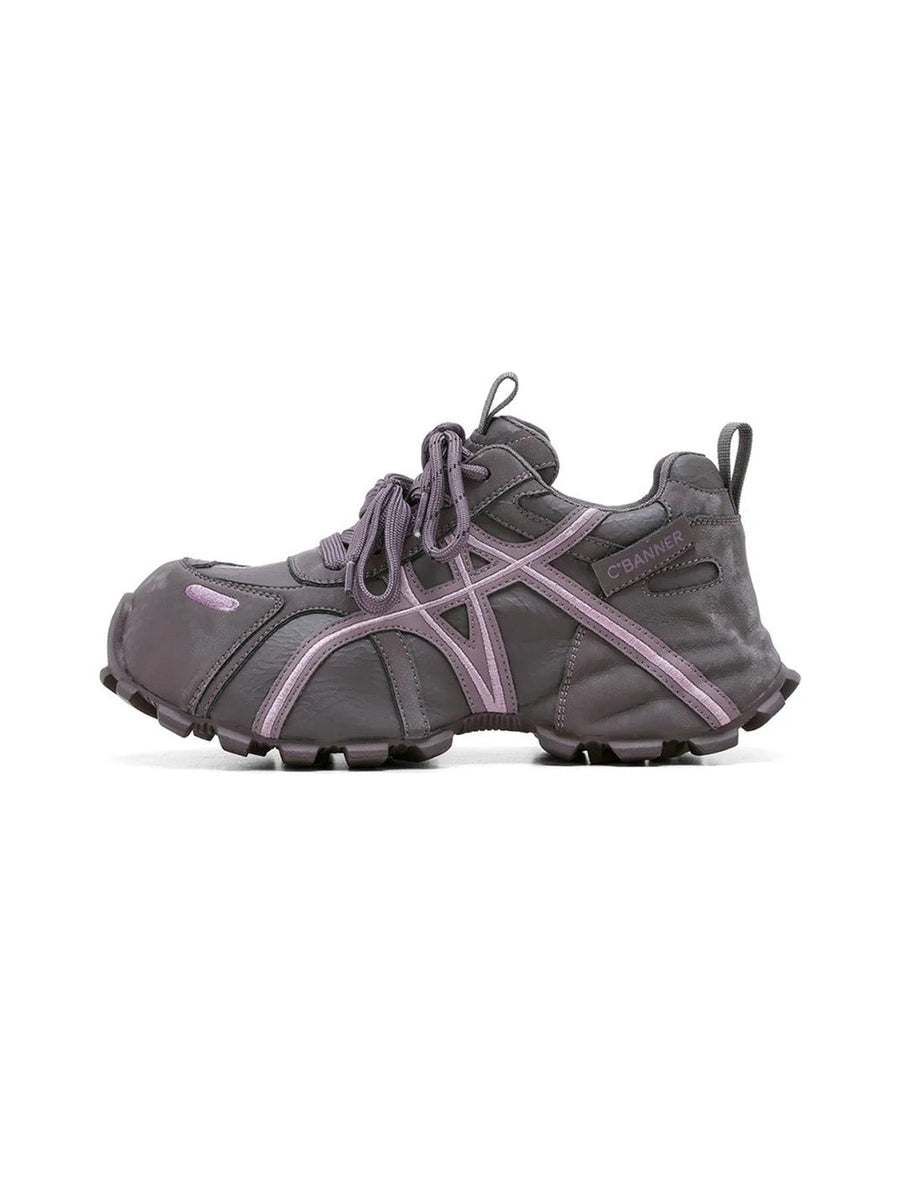 Purple Cross-Lace Technical Trail Sneakers