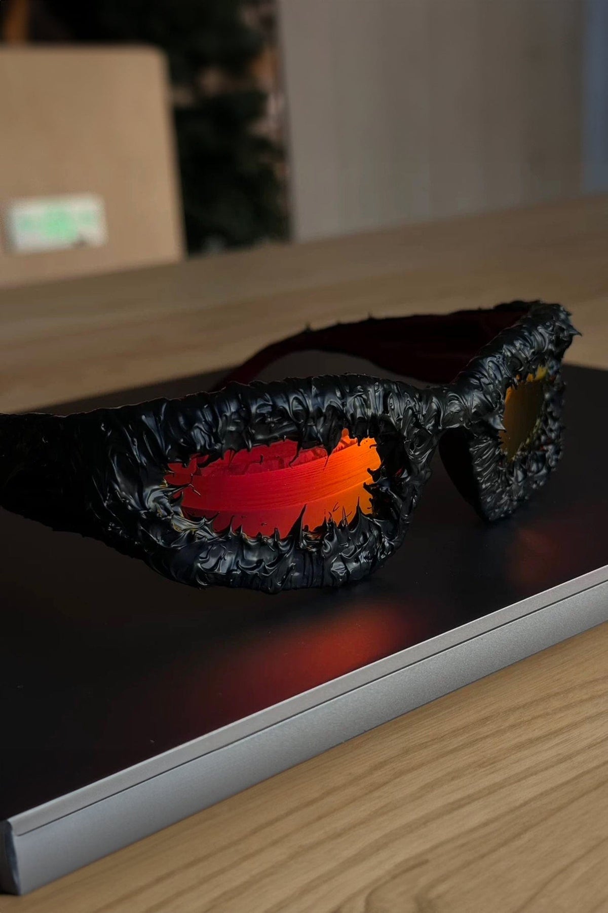 Pi0neeR Venom Melt Dripped Resin Sunglasses Sunset
