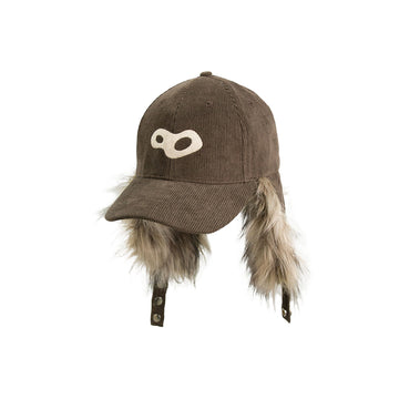RELABEL Faux-Fur Earflaps Corduroy Cap