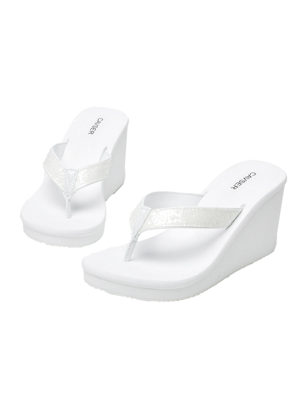 Black Toe-Ring Platform Wedge Flip-Flops
