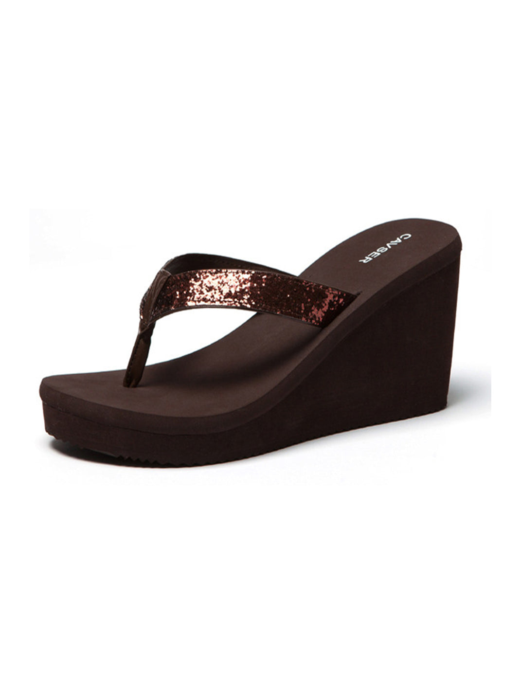 Black Toe-Ring Platform Wedge Flip-Flops