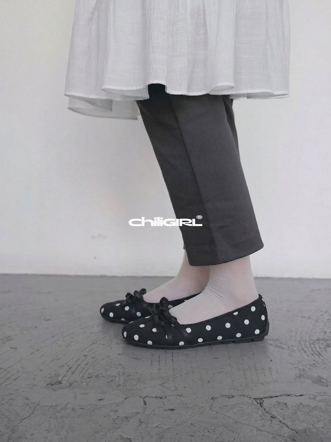 Polka-Dot Bow Mary Jane Ballet Flats