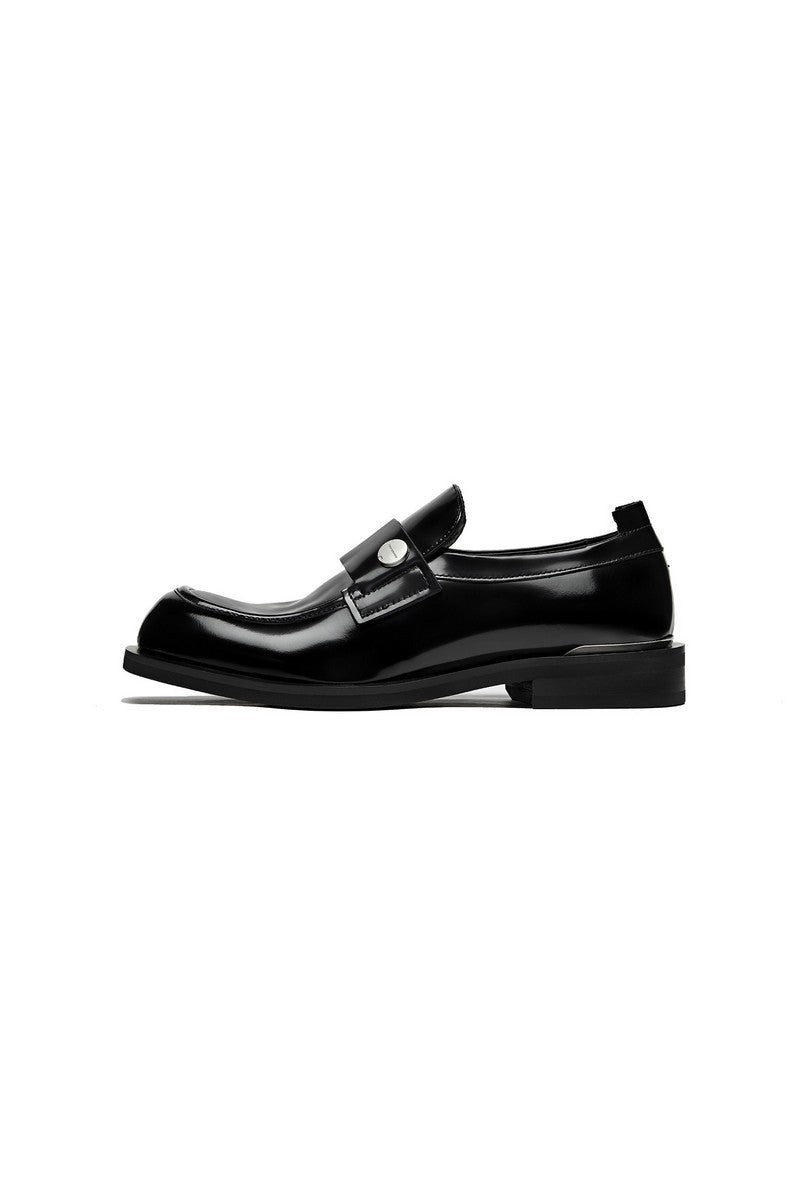 Metal-Button Leather Loafers