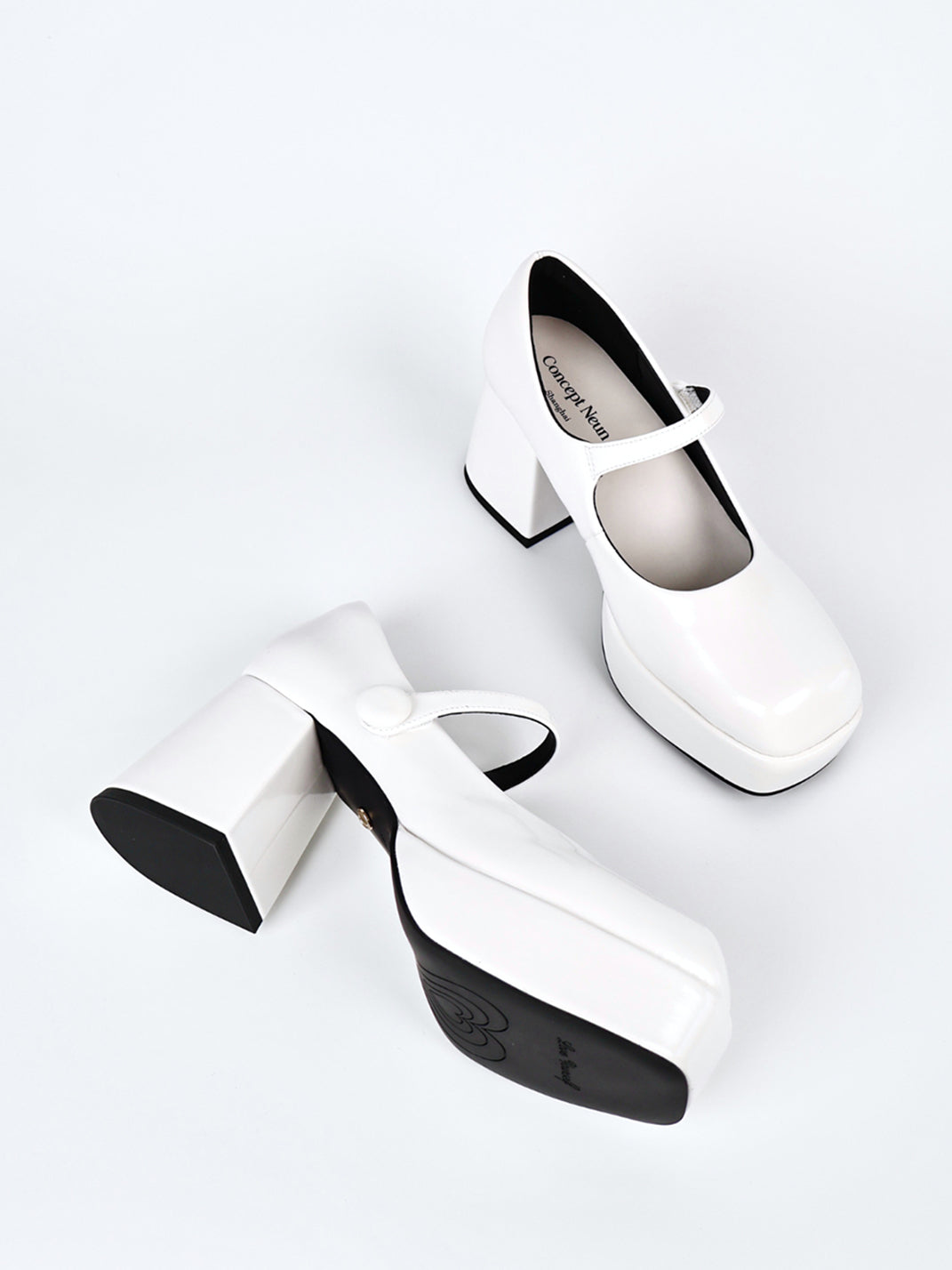 Patent Platform Block-Heel Mary Jane Pumps