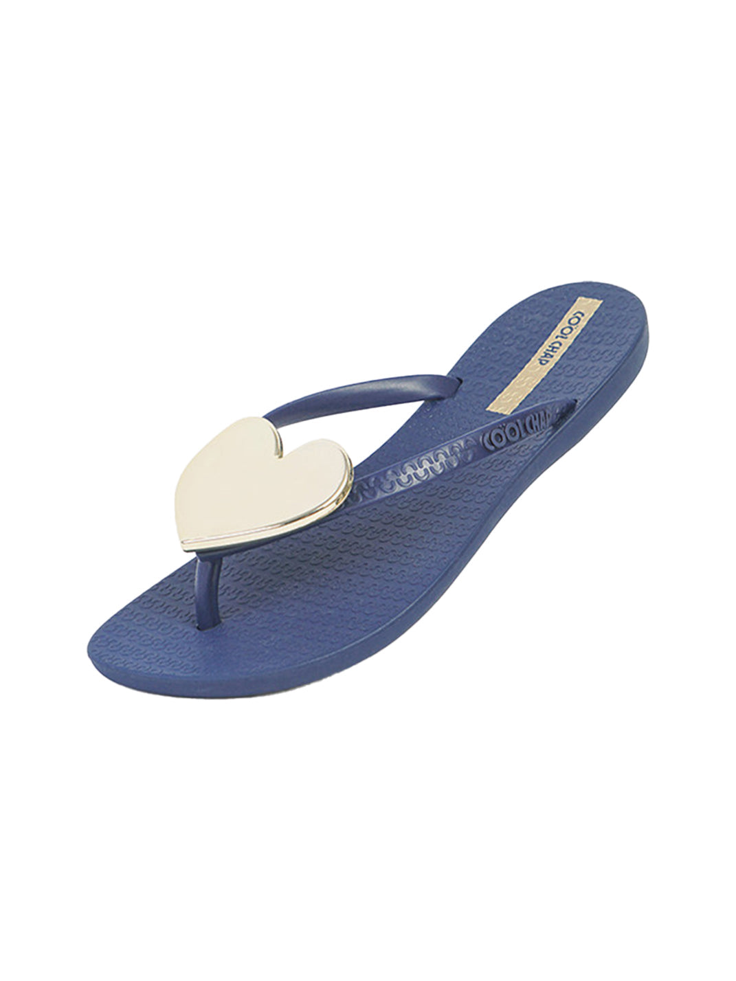 Heart-Plaque Minimal Thong Flip-Flops