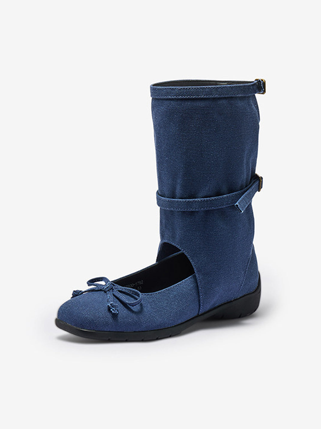 Perforated Leather Mid-Calf Lace-Up Boots