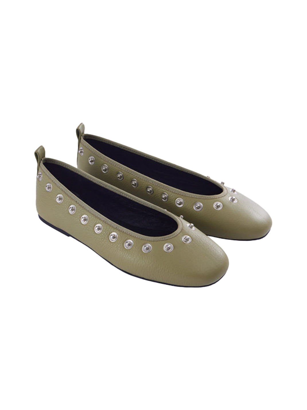 Studded Floral Square-Toe Flats