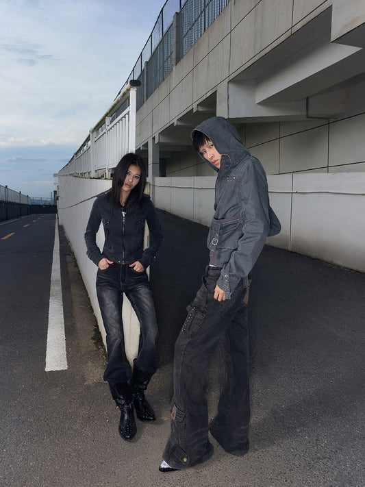 Vintage Y2K Slim Fit Washed Black Skinny Pants