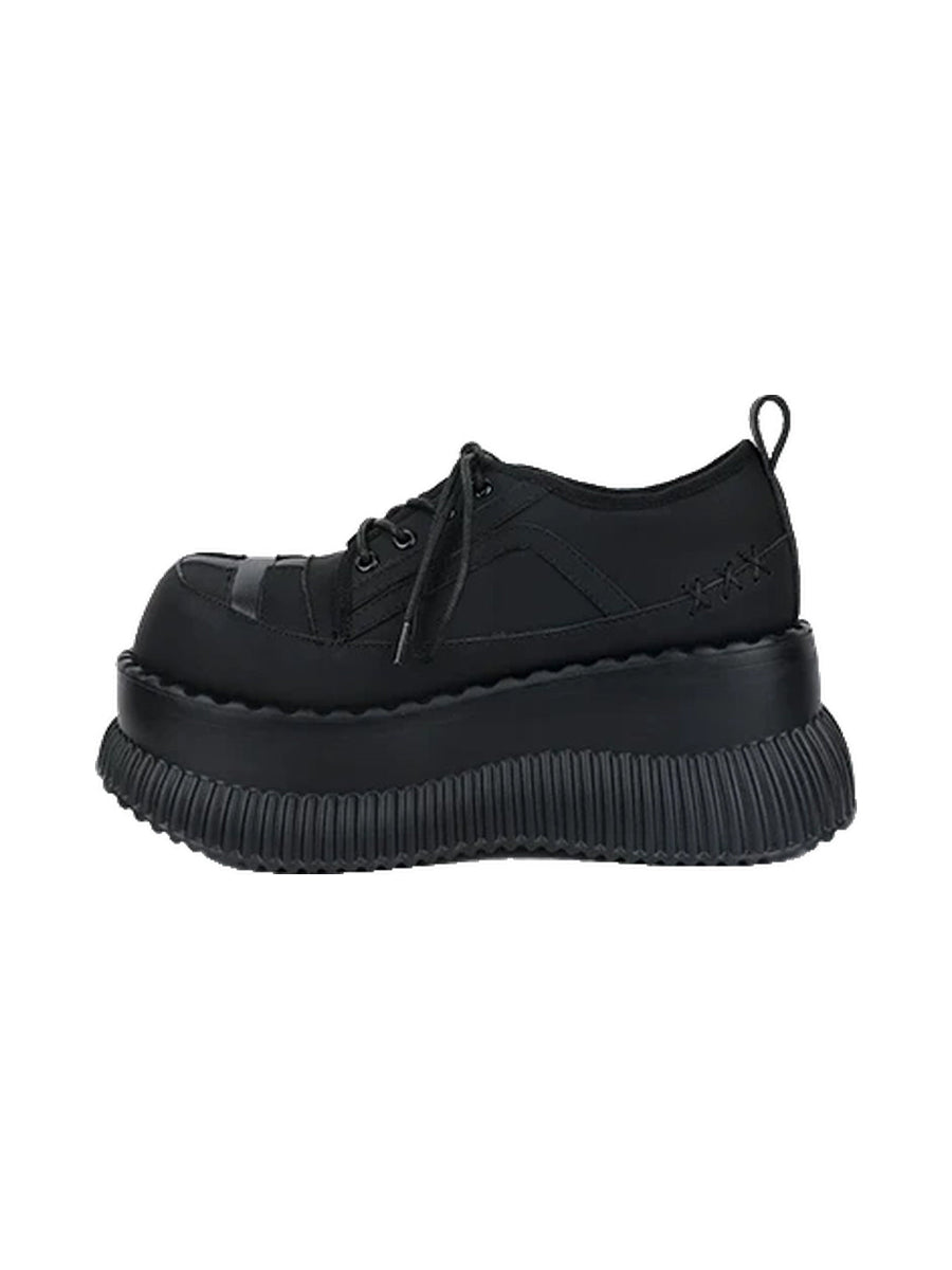 Cross-Toe Chunky Platform Lace-Up Shoes