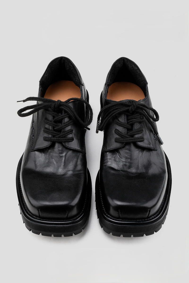 Washed Square Toe Derby Shoes