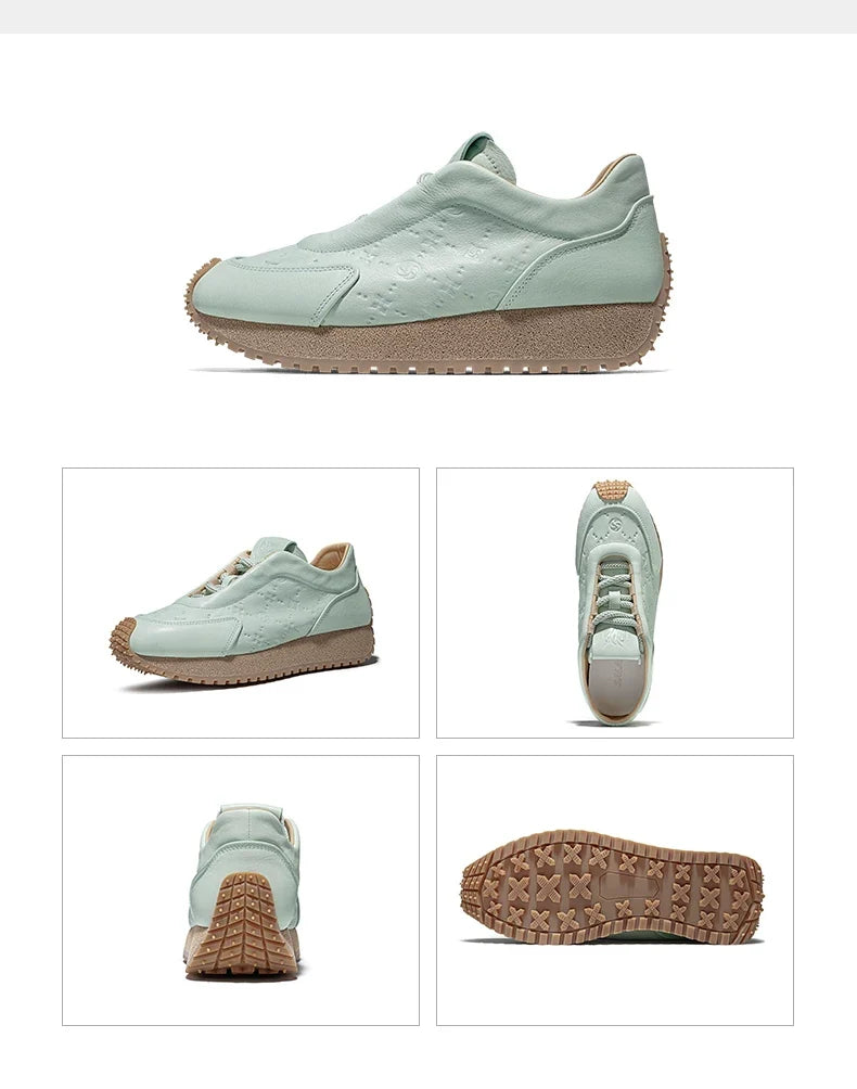Sculpted Spike-Sole Leather Sneakers
