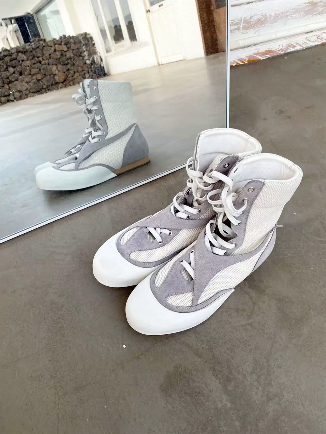 Metallic Mesh Low-Sole Boxing Boots