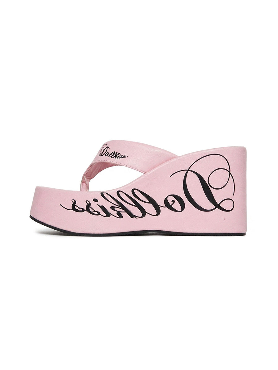 Logo-Print 10cm Platform Wedge Flip-Flops