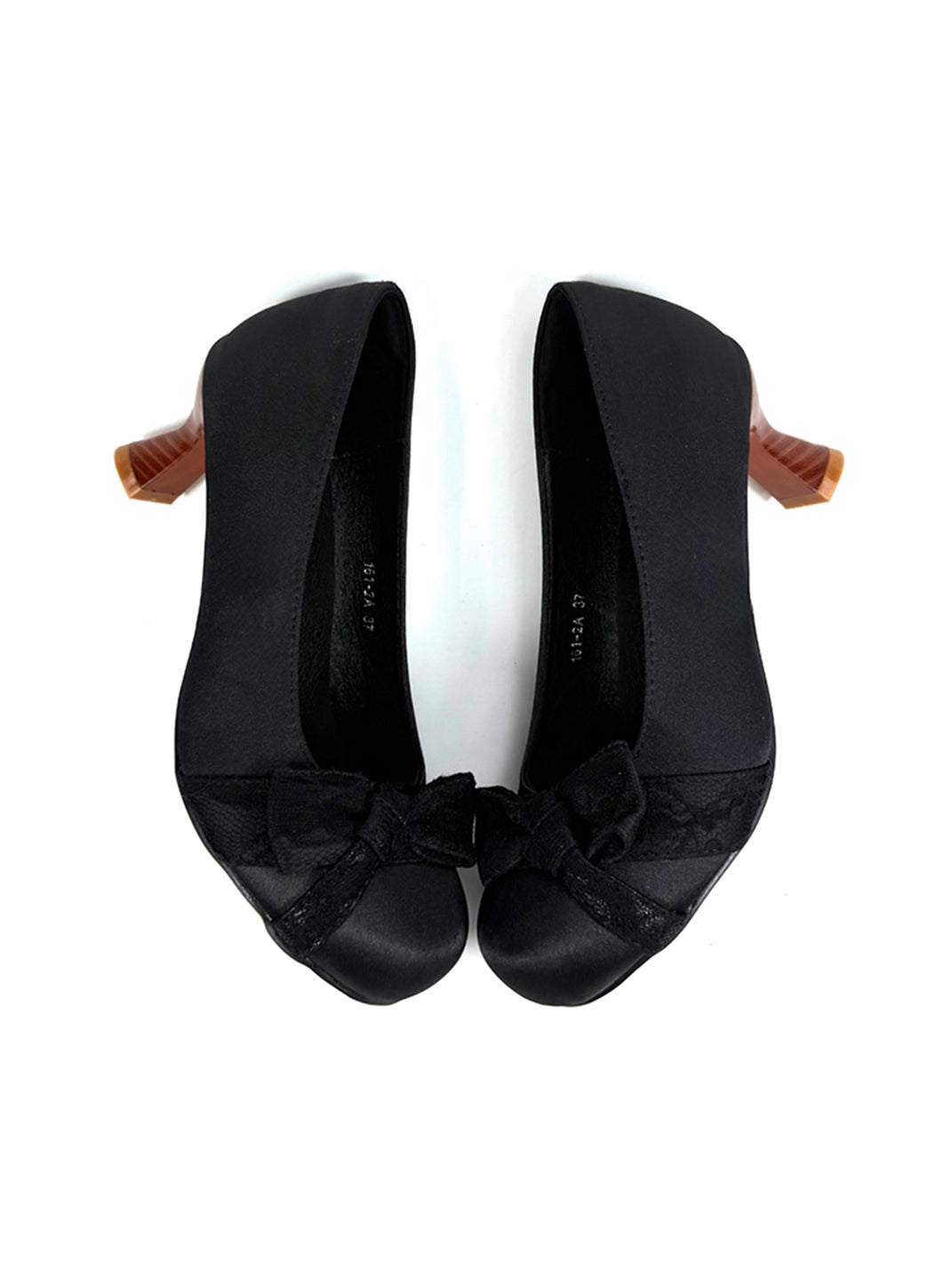 Bow-Toe Sculpted Cup-Heel Satin Pumps