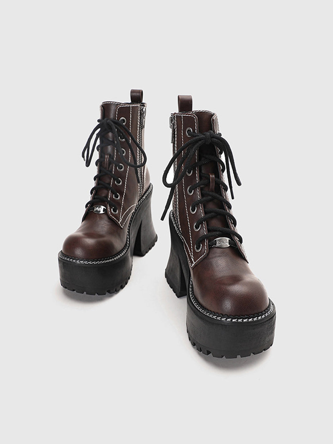 Daisy-Lace Platform Combat Ankle Boots