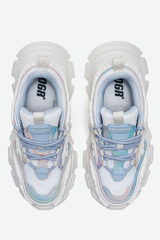 OGR White & Blue Chunky Platform Sneakers