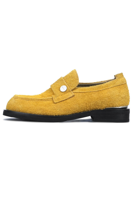 Metal Button Leather Loafers Shoes