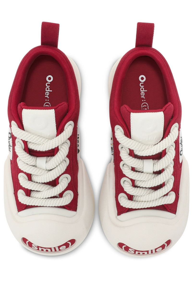 Red and White Canvas Low-Top Sneakers