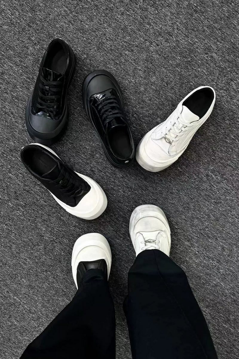 Leather Toe Cap Platform Sneakers
