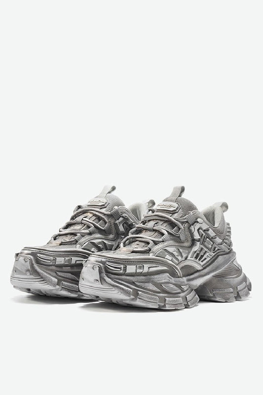 Triple Grey Metallic Platform Running Sneakers
