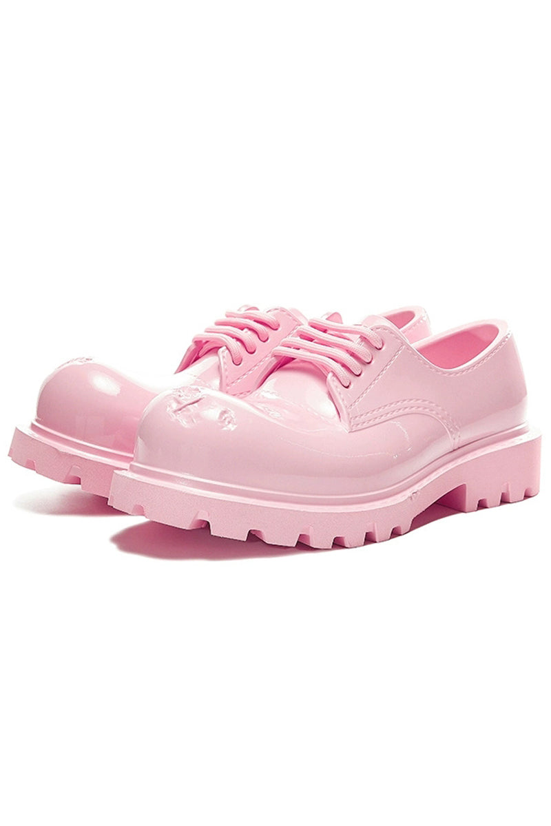 Pink Platform Derby Shoes with Lug Sole