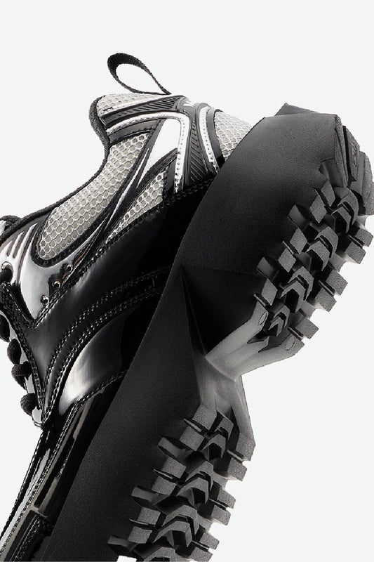 Square-Toe Patent Platform Chunky Sneakers