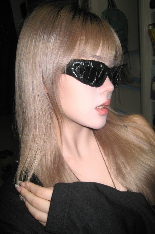 Pi0neeR Venom Melt Dripped Resin Sunglasses Black