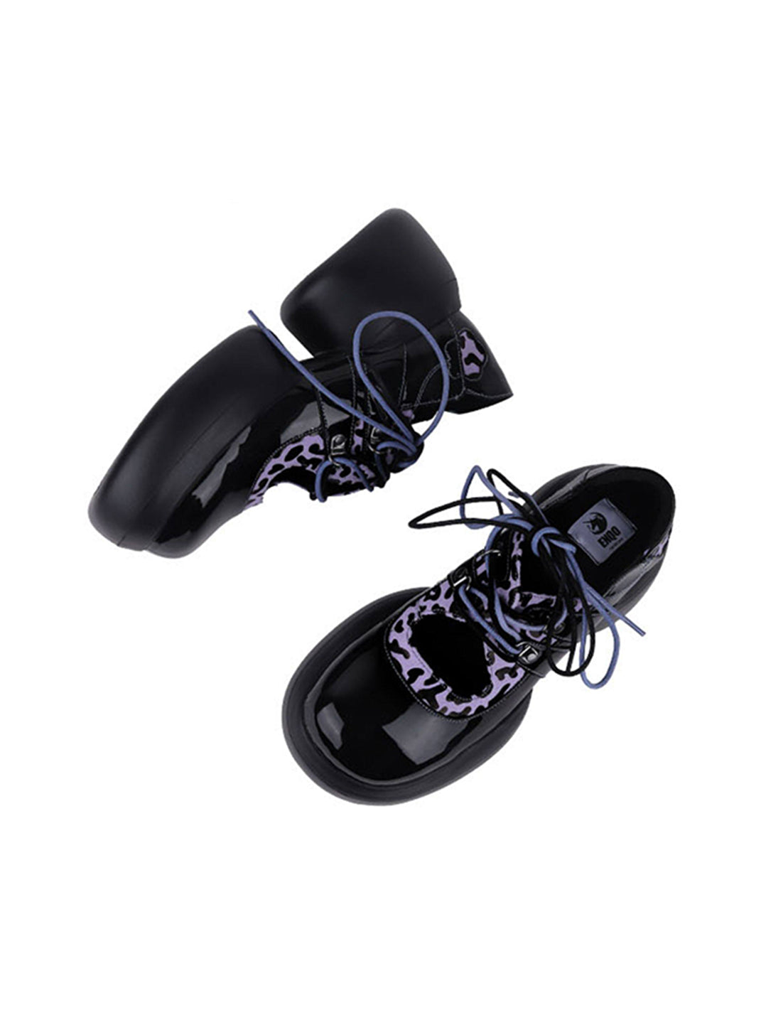 Leopard-Trim Patent Platform Oxfords