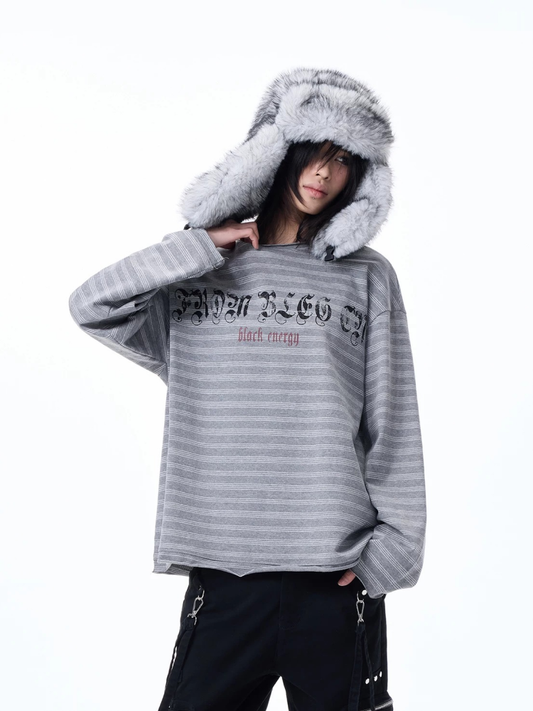 Striped Cotton Crewneck Long-sleeve T-shirt