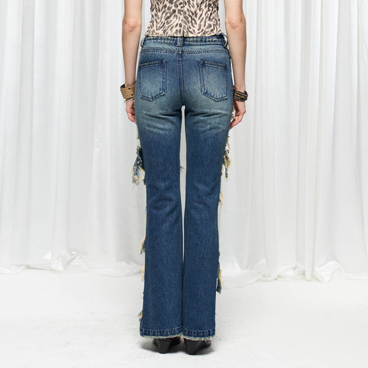 DND4DES×Faychui Grunge Heavy-Distressed Layered Flared Jeans
